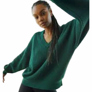 Aritzia TNA Beacon Oversized V Neck Sweater Green Small